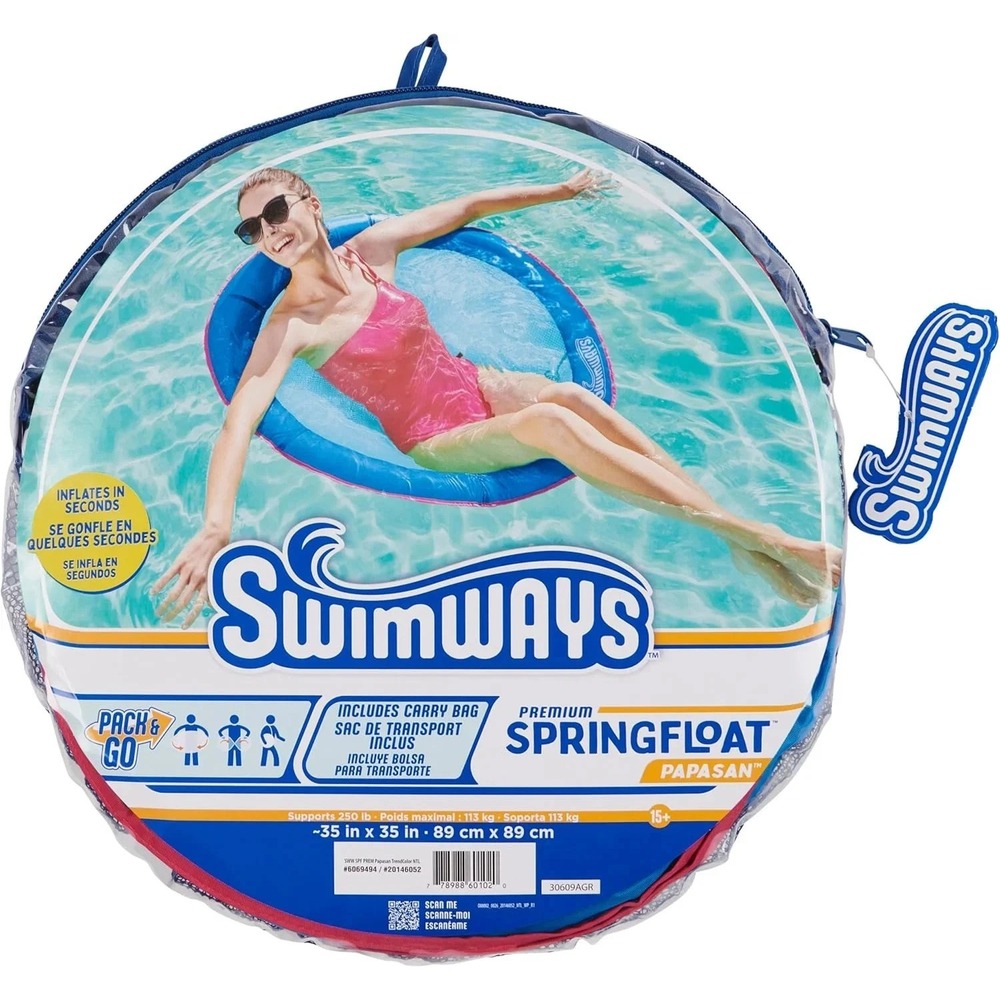 SwimWays Spring Float Premium Papasan Pool Lounger, Inflatable Pool Floats Adult